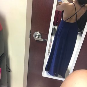 Navy full length prom dress